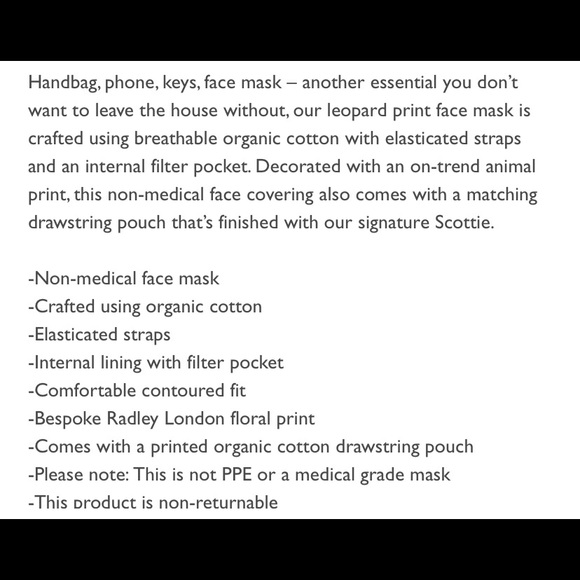 NWT Radley London Face Mask - Picture 6 of 7